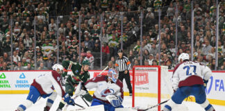 Blackwood to Start Game 4 as Avalanche Make Goalie Switch Colorado Avalanche goalie Mackenzie Blackwood kick save Game 4 Stanley Cup Playoffs vs Minnesota Wild 2026