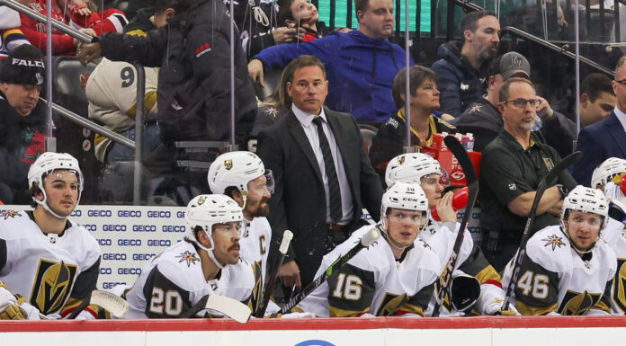 Bruce Cassidy Hire: Cheverie Named Canada Head Coach Vegas Golden Knights head coach Bruce Cassidy looks on during a game between the Golden Knights and New Jersey Devils on January 22, 2024 at Prudential Center in Newark, New Jersey.