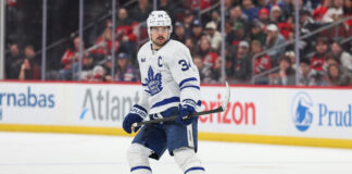Auston Matthews Toronto Maple Leafs captain knee injury recovery training camp 2026