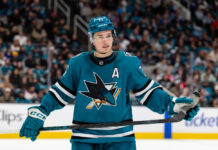 Western Conference Offseason Winners: Sharks Top the List Macklin Celebrini San Jose Sharks alternate captain A patch home jersey