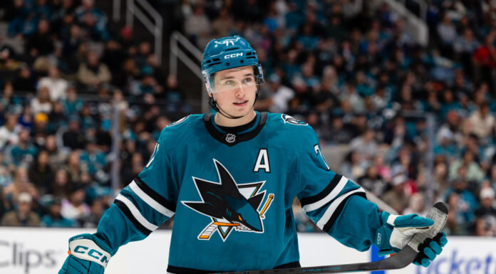 Western Conference Offseason Winners: Sharks Top the List Macklin Celebrini San Jose Sharks alternate captain A patch home jersey