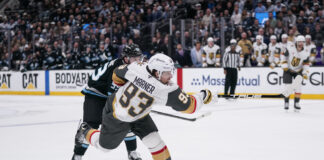 Mitch Marner Vegas Golden Knights playoffs scoring leader points goal celebration