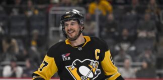 Maple Leafs Hire Crosby’s Longtime Trainer Andy O’Brien Sidney Crosby Pittsburgh Penguins captain smiles after face-off in NHL game between Penguins and Colorado Avalanche at PPG Paints Arena