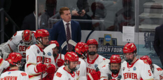 David Carle NHL Coaching Rumors: ‘The Noise Is the Noise’ Denver Pioneers head coach David Carle on the bench during the 2026 NCAA Mens Frozen Four championship game vs. Wisconsin