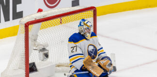 Oilers’ Devon Levi: Luongo Cried Over His 2021 Trade Buffalo Sabres goaltender Devon Levi during an NHL game at Scotiabank Arena