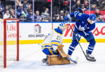 Tavares Week-to-Week: Leafs Center Out With Lower-Body Injury Buffalo Sabres goaltender Devon Levi makes a save against Toronto Maple Leafs center John Tavares during an NHL game