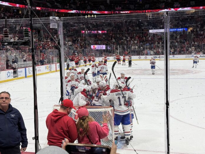 Jakub Dobes Montreal Canadiens shutout celebration Jakub Dobes Montreal Canadiens goalie celebrating shutout
