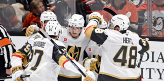 Dorofeyev OT Winner Puts Knights One Win From WCF Vegas Golden Knights right wing Pavel Dorofeyev celebrates with teammates after scoring a goal during Game 4 of the 2026 NHL Stanley Cup Playoffs Second Round against the Anaheim Ducks at Honda Center