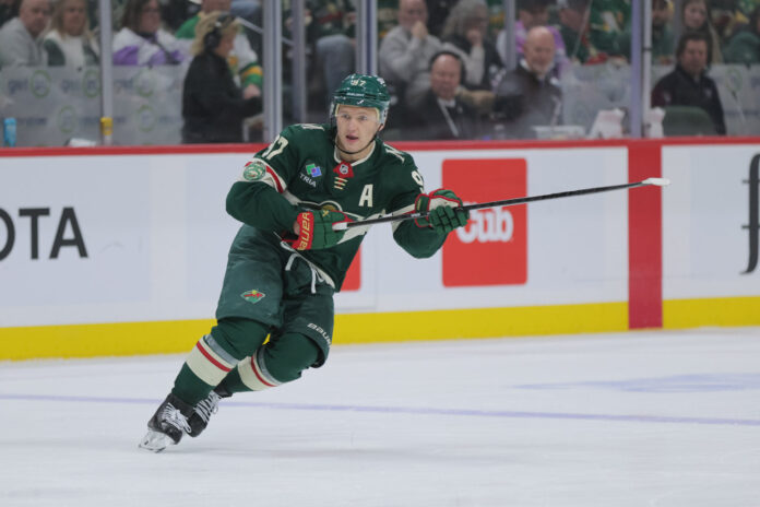 Minnesota Wild left wing Kirill Kaprizov skates during a Stanley Cup Playoffs game against the Dallas Stars