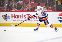 Matthew Schaefer Records: Islanders Star Is Now 19 Matthew Schaefer New York Islanders defenseman shoots the puck in a road game