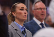 Jessica Campbell Hire: Devils Land NHL’s First Woman Bench Coach Seattle Kraken assistant coach Jessica Campbell looks on during a game against the Chicago Blackhawks