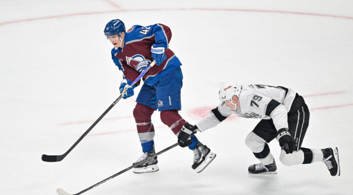 Josh Manson Injury: Avalanche D Will ‘Miss Some Time’ Colorado Avalanche defenseman Josh Manson skates with the puck defended by Los Angeles Kings center Samuel Helenius during the Stanley Cup Playoffs