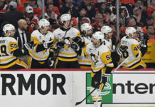 Karlsson Trade: Dubas Listening on Penguins Veterans Pittsburgh Penguins defenseman Kris Letang celebrates his goal during Game 4 of the 2026 Stanley Cup Playoffs first round against the Philadelphia Flyers