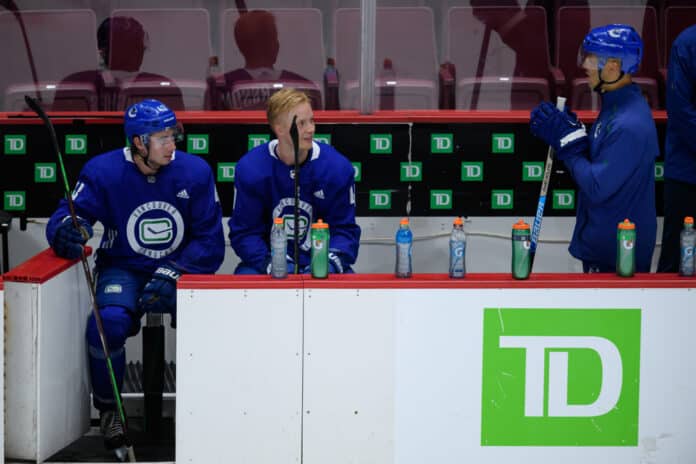 Manny Malhotra Canucks Coach Manny Malhotra Vancouver Canucks assistant coach training camp Quinn Hughes Elias Pettersson