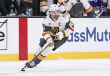 Mark Stone Extension: Vegas Locks Up Its Only Captain Mark Stone of the Vegas Golden Knights turns with the puck during Game 4 of the 2026 NHL Stanley Cup Playoffs First Round against the Utah Mammoth
