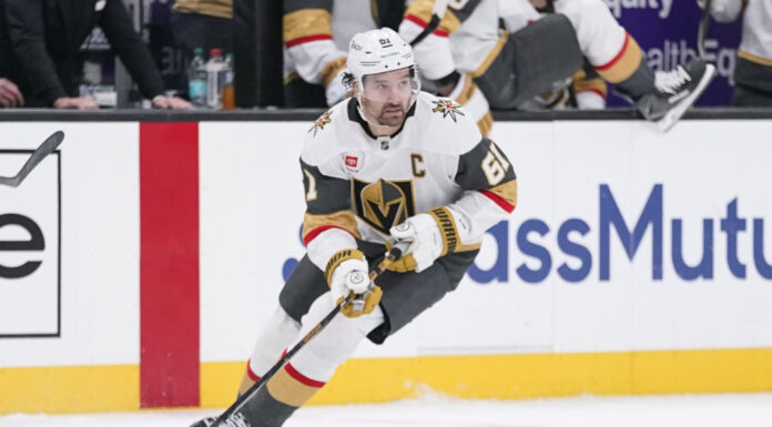 Mark Stone Extension: Vegas Locks Up Its Only Captain Mark Stone of the Vegas Golden Knights turns with the puck during Game 4 of the 2026 NHL Stanley Cup Playoffs First Round against the Utah Mammoth