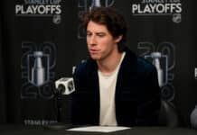 Mitch Marner Out: Golden Knights Star Awaits Birth of Child Mitch Marner Vegas Golden Knights addresses the media at a podium during the 2026 NHL Stanley Cup Playoffs