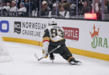 Mitch Marner Overtime Goal: Golden Knights Edge Kings Mitch Marner Vegas Golden Knights jersey 93 on the ice
