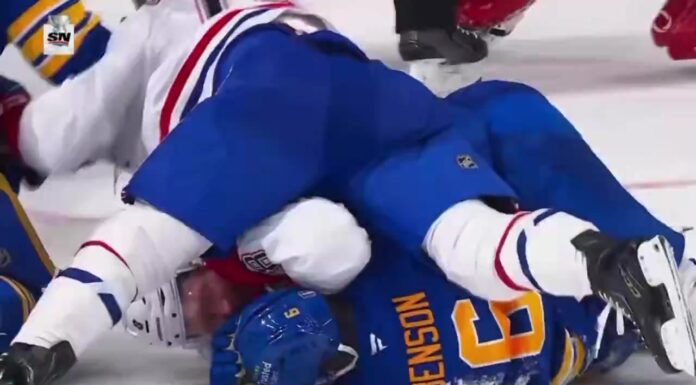 Mike Matheson Fined $5,000 for Roughing Ridly Greig Mike Matheson lying on top of Zach Benson to shield him from skates during Habs-Sabres Game 2 scrum