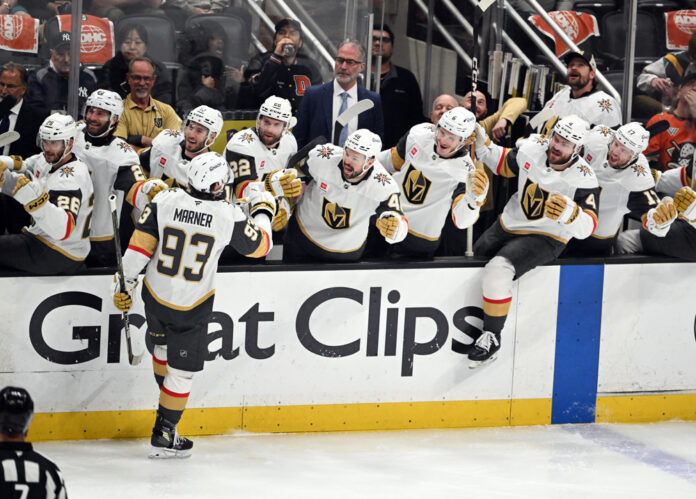 Mitch Marner goal celebration vs Ducks Game 6 Mitch Marner Vegas Golden Knights goal celebration Conn Smythe Stanley Cup Final