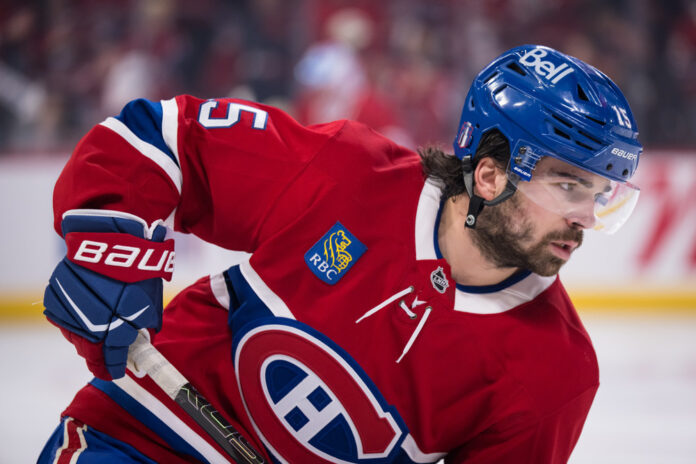 Alex Newhook Montreal Canadiens Game 3 warmup Bell Centre 2026 Montreal Canadiens center Alex Newhook (15) skates during warm-up at Bell Centre for Game 3 of the 2026 NHL Stanley Cup Playoffs second round between the Buffalo Sabres and Montreal Canadiens on May 10, 2026