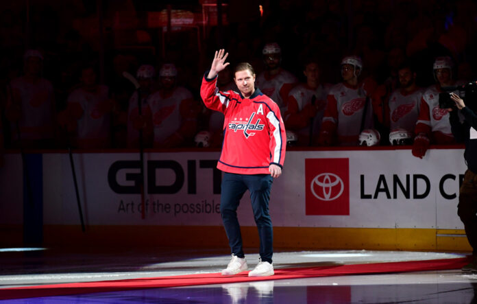 Nicklas Backstrom waves to Capitals crowd in pregame ceremony Former Washington Capitals center Nicklas Backstrom waves to the crowd during a pregame ceremony at Capital One Arena on March 7, 2025