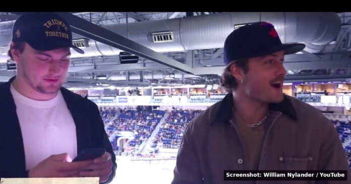 nylander-knies-leafs-draft-lottery-reaction-bright William Nylander and Matthew Knies react in shock to the Toronto Maple Leafs winning the 2026 NHL Draft Lottery