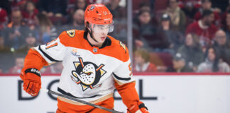 Sabres Acquire Olen Zellweger in Trade With Ducks Anaheim Ducks defenseman Olen Zellweger skates during a 2025-26 NHL game against the Montreal Canadiens at Bell Centre