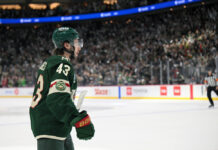 Flyers Quinn Hughes Trade: Canucks Said No Last Season Minnesota Wild defenseman Quinn Hughes celebrates power play goal Game 3 Second Round 2026 Stanley Cup Playoffs vs Colorado Avalanche