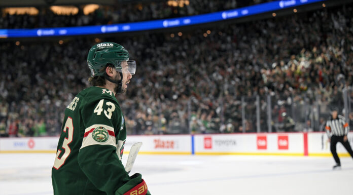 Quinn Hughes Extension: Friedman Says Talks Have Gone Quiet Minnesota Wild defenseman Quinn Hughes celebrates power play goal Game 3 Second Round 2026 Stanley Cup Playoffs vs Colorado Avalanche