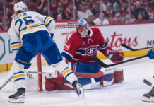 Dahlin Injury: Sabres Captain Exits With Upper-Body Issue Buffalo Sabres defenseman Rasmus Dahlin scores a goal during the first period of Game 6 of the 2026 Stanley Cup Playoffs second round against the Montreal Canadiens at Bell Centre