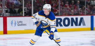 ESPN’s Sean McDonough Roasted for ‘Old Cut’ Comment on Dahlin Buffalo Sabres defenseman Rasmus Dahlin plays the puck during Game 4 of the 2026 Stanley Cup Playoffs second round against the Montreal Canadiens at Bell Centre