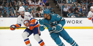 Ryan Reaves Eyes a Broadcasting Future at NHL Camp Ryan Reaves San Jose Sharks veteran enforcer broadcasting NHL