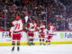 Logan Stankoven Hat Trick: First Career Three-Goal Game Logan Stankoven Carolina Hurricanes celebrates first period goal Game 3 2026 Stanley Cup Playoffs Ottawa Senators