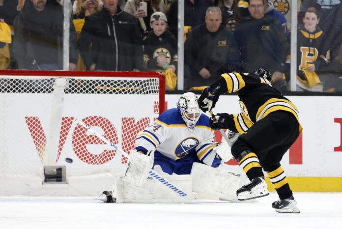 Viktor Arvidsson Bruins Game 3 vs Sabres 2026 Playoffs Viktor Arvidsson Boston Bruins penalty shot Game 3 Stanley Cup Playoffs First Round Buffalo Sabres TD Garden