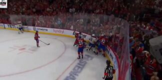 Report: Teams Calling Canadiens on Arber Xhekaj Trade Arber Xhekaj Sam Carrick scrum Canadiens Sabres Game 3 third period Bell Centre Montreal