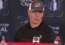 Brind’Amour on Preseason: ‘Go to 86 Games and Zero’ Rod BrindAmour Carolina Hurricanes head coach 2026 Stanley Cup Final media day press conference Lenovo Center