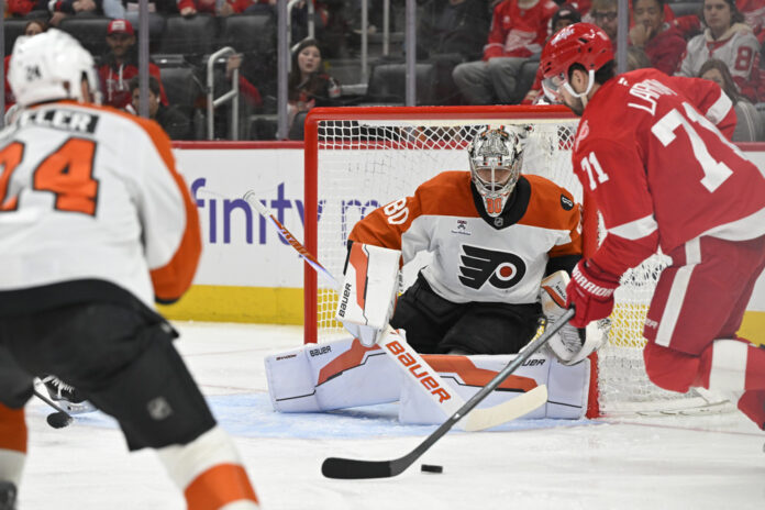 Dylan Larkin Red Wings vs Flyers April 2026 Dylan Larkin Detroit Red Wings captain trade rumors Blue Jackets Zach Werenski