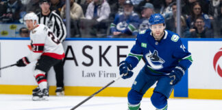 Jake DeBrusk Trade: 19 of 23 Goals Came on the Power Play Vancouver Canucks left wing Jake DeBrusk skates up the ice against the Ottawa Senators at Rogers Arena