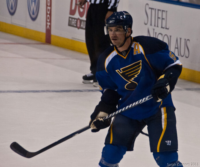 jamie-langenbrunner-blues-predators-hire-2026 Jamie Langenbrunner skating for the St. Louis Blues, hired by the Nashville Predators as Special Assistant to the General Manager