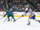 Dickinson Injury Setback Threatens Oilers’ Opener Edmonton Oilers center Jason Dickinson shoots the puck during an NHL game against the San Jose Sharks