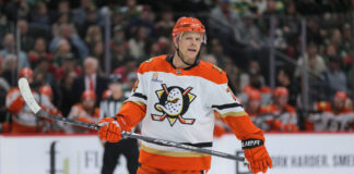 Carlson Gave Ovechkin ‘Zero Percent’ Retirement Odds Anaheim Ducks defenseman John Carlson during NHL game vs Minnesota Wild
