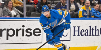 Jordan Kyrou Trade Talk Won’t Go Away in St. Louis St. Louis Blues right wing Jordan Kyrou skates the puck during an NHL game