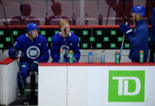 Malhotra Bag Skate: Canucks Coach Outskated His Own Players Vancouver Canucks head coach Manny Malhotra with Quinn Hughes and Elias Pettersson at training camp