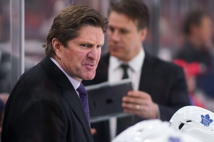 Mike Babcock Maple Leafs Mike Babcock behind the Toronto Maple Leafs bench, now an Edmonton Oilers head coach candidate
