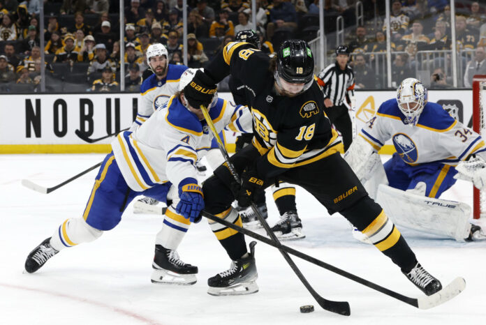 NHL: APR 23 Playoffs First Round Sabres at Bruins Pavel Zacha Boston Bruins center trade rumors