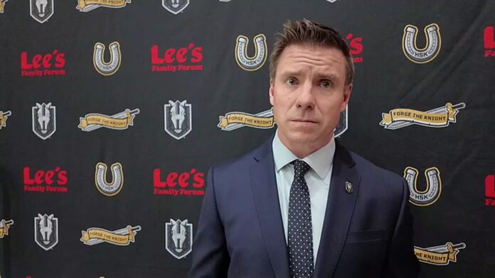 ryan-craig-golden-knights-head-coach Ryan Craig named Vegas Golden Knights head coach, Henderson Silver Knights bench boss at podium