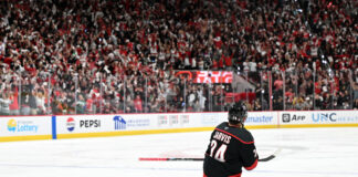 Hurricanes’ Seth Jarvis Out 4-6 Months After Shoulder Surgery Seth Jarvis Carolina Hurricanes celebrates toward the crowd after scoring overtime winner Game 2 Stanley Cup Final Lenovo Center Raleigh