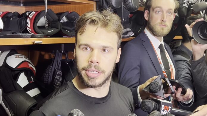 Logan Stankoven postgame scrum Game 2 Stanley Cup Final 2026 Logan Stankoven Carolina Hurricanes postgame scrum Game 2 2026 Stanley Cup Final comeback win Vegas Golden Knights