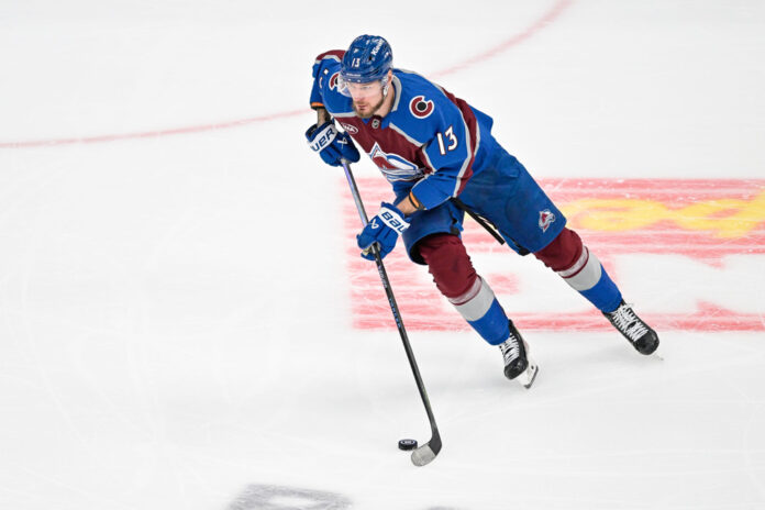 NHL: MAY 13 Playoffs Second Round Wild at Avalanche Colorado Avalanche right wing Valeri Nichushkin skates with the puck during the 2026 Stanley Cup Playoffs
